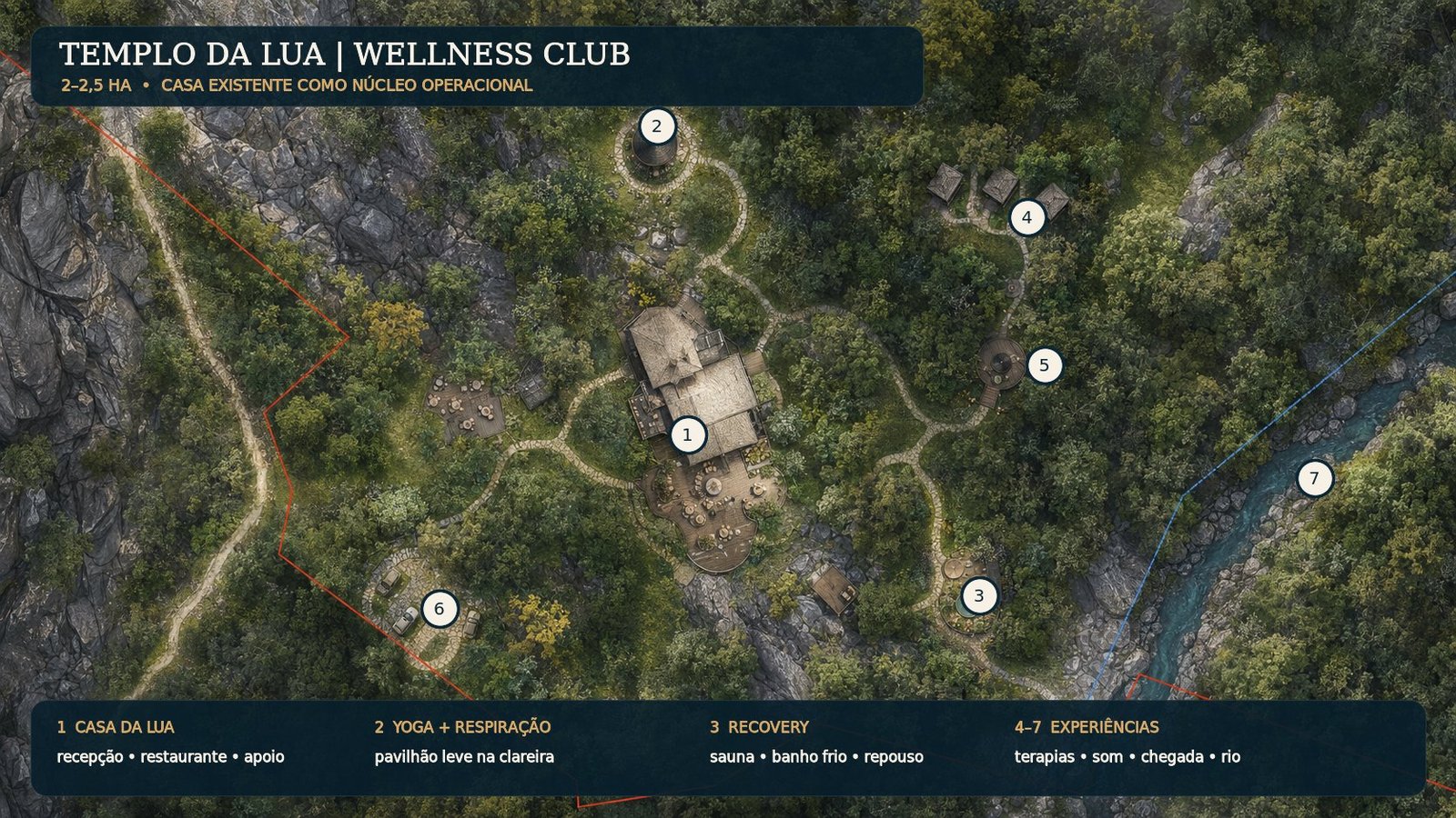 Prancha técnica do Wellness Club com pontos numerados e legenda