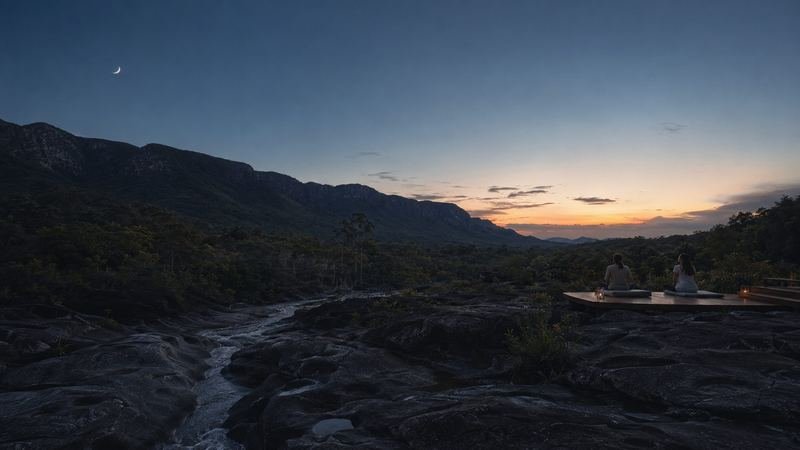 Pôr do sol sobre o vale