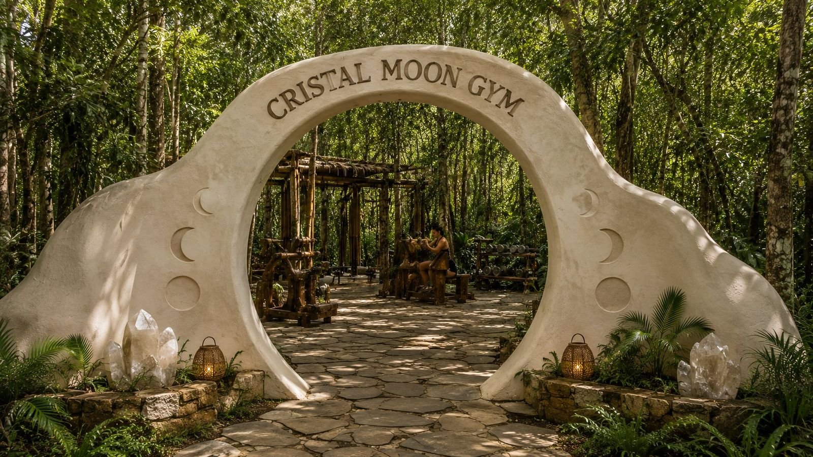 Portal Cristal Moon Gym entre as árvores
